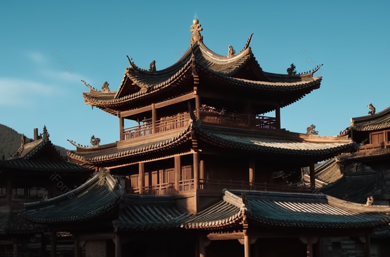蓝天下楼台建筑物实拍摄影图,高清,摄影图,摄影图片,图片大全,摄影图免费下载